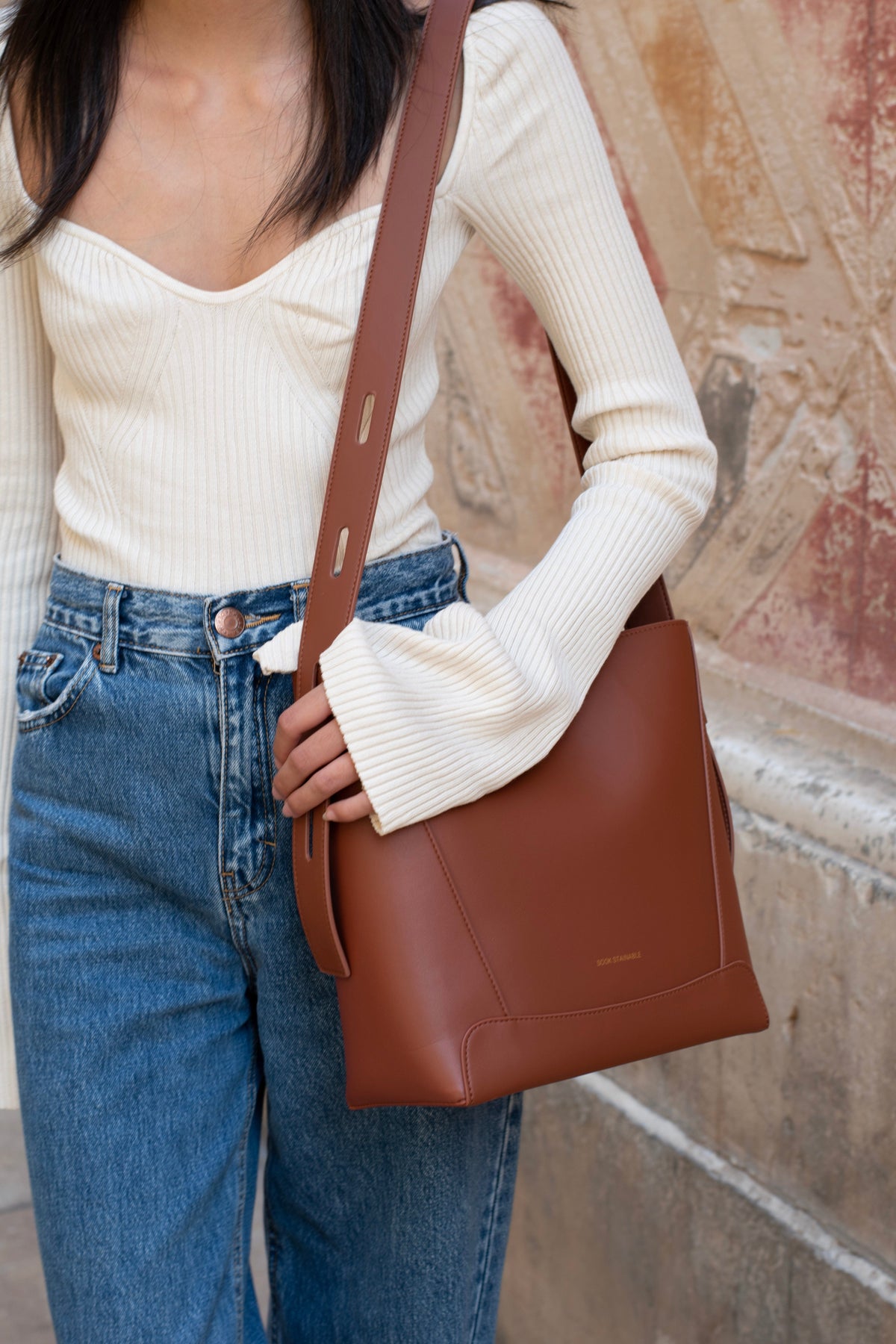 Handbag & Wallet Accessoires Oli - Apple Leather Midi Shoulder Cross-body Bag Braun San Rocco Italia