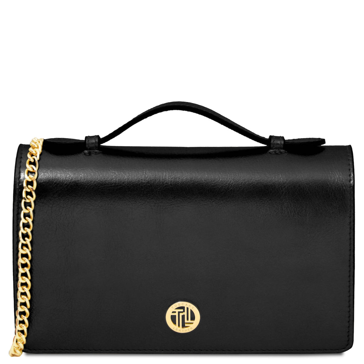Leather handbags Black Opera - Metallic Leather With Chain Strap | TL142519 San Rocco Italia