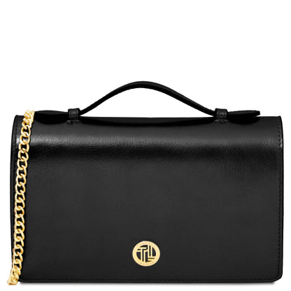 Leather handbags Black Opera - Metallic Leather With Chain Strap | TL142519 San Rocco Italia