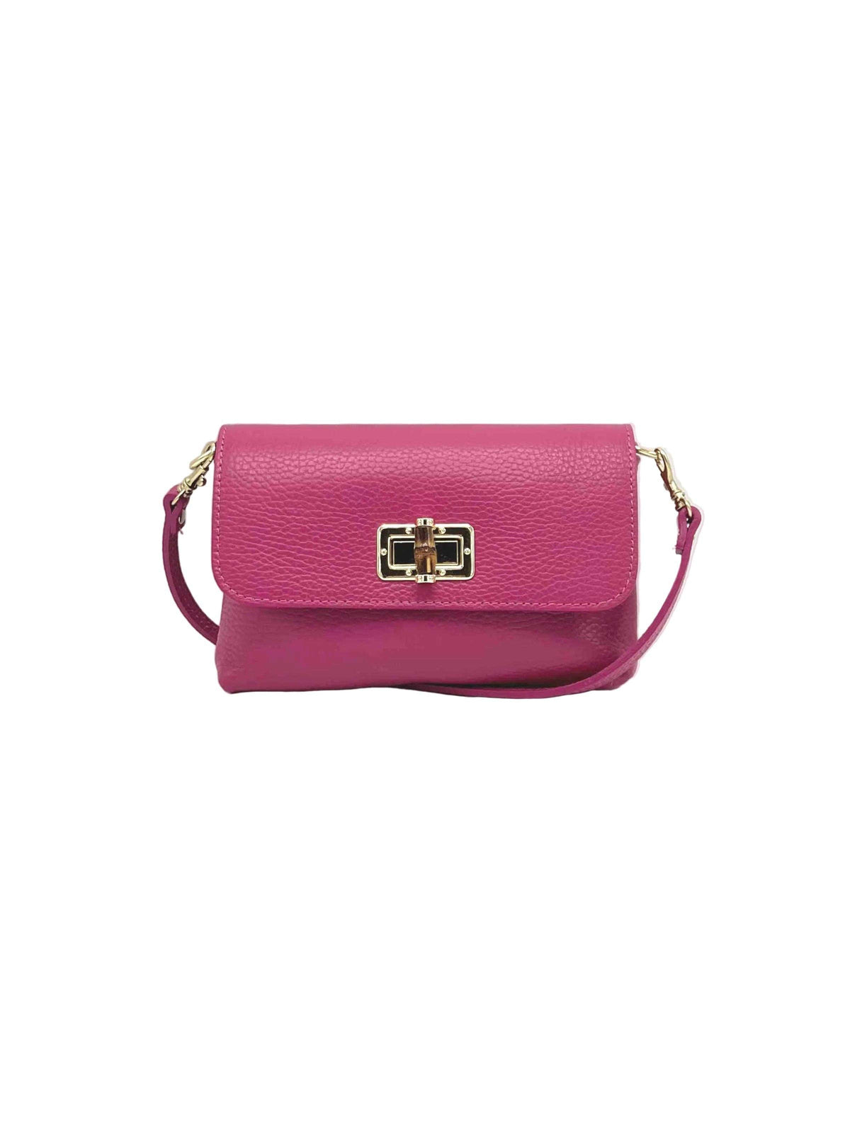 Rosa hebag con a gold clasp su sfondo bianco