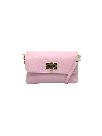 Orbetello Leather Shoulder Bag in rosa tenue con a gold turnlock clasp.