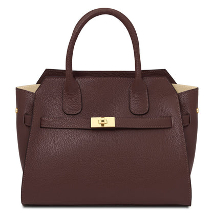 Bolsos de piel Café Origami - Bolso tote de piel | TL142466 San Rocco Italia