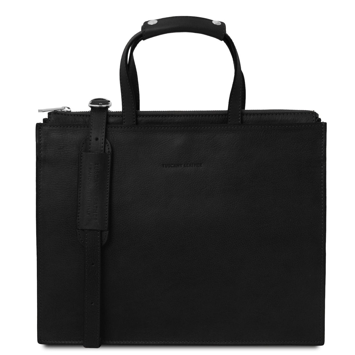 Maletines de piel Negro Palermo - Italian leather 3-compartment briefcase for women | TL142452 San Rocco Italia