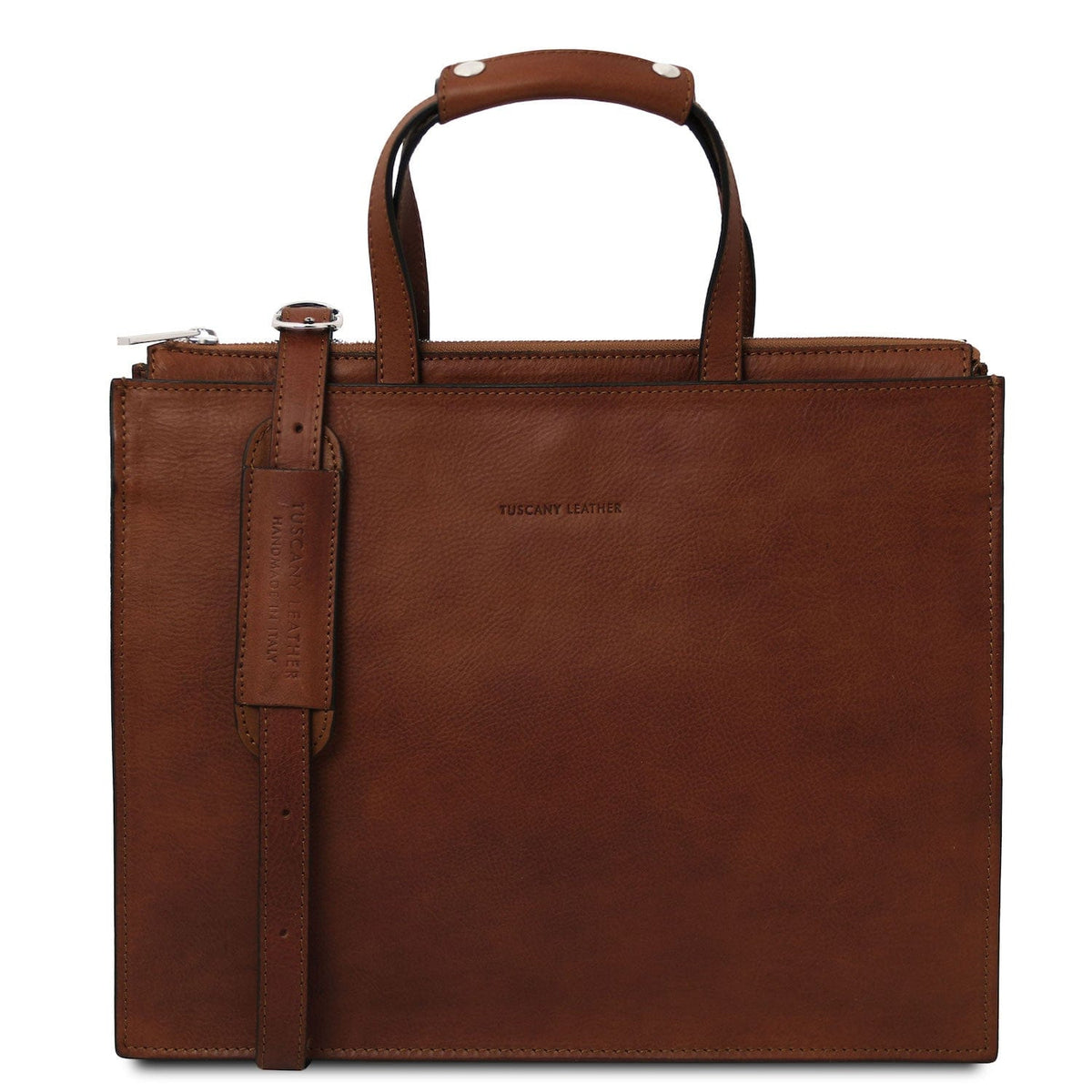 Maletines de piel Marrón Palermo - Italian leather 3-compartment briefcase for women | TL142452 San Rocco Italia