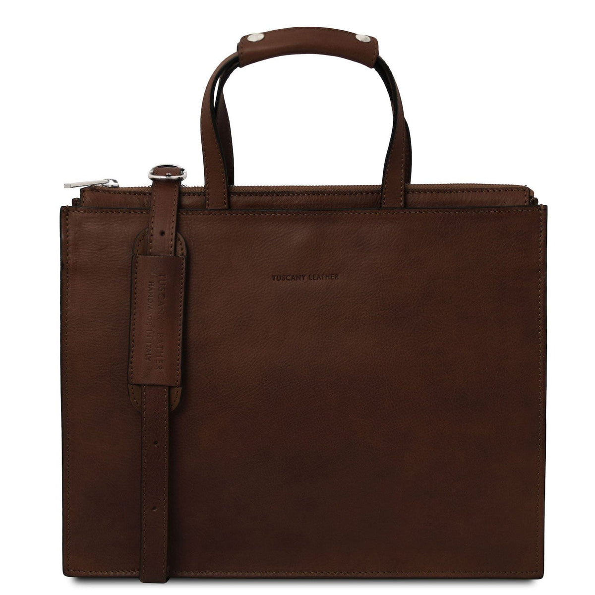 Maletines de piel Marrón oscuro Palermo - Italian leather 3-compartment briefcase for women | TL142452 San Rocco Italia
