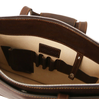 Maletines de piel Palermo - Maletín de piel italiana para mujer con 3 compartimentos | TL142452 San Rocco Italia
