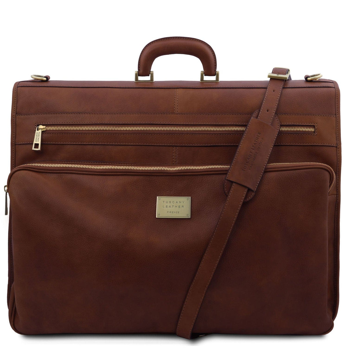 Leather garment bags Marrone Papeete - Leather Garment Bag | TL142337 suiter bag San Rocco Italia