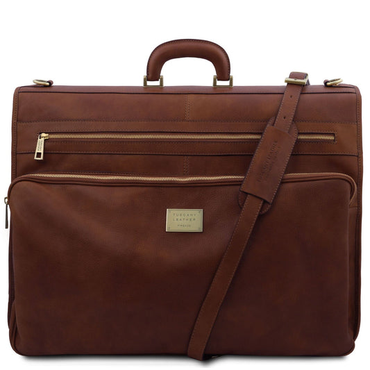 Leather garment bags Brown Papeete - Leather Garment Bag | TL142337 suiter bag San Rocco Italia