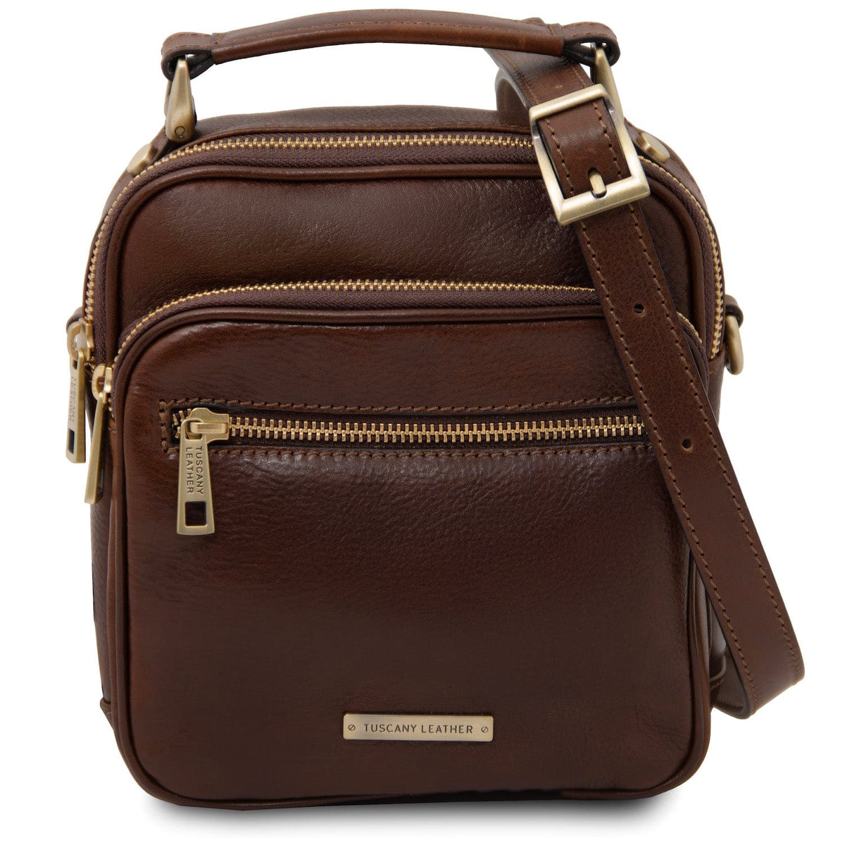 Leather bags for men Dark Brown Paul - Leather Crossbody Bag in Matte Leather | TL142457 San Rocco Italia