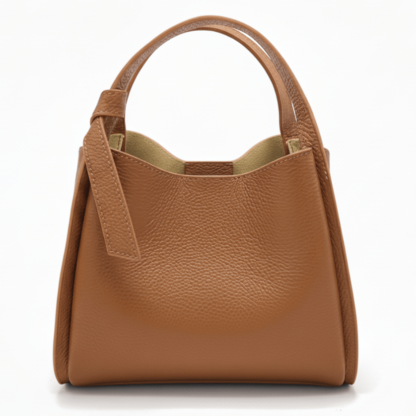 Totes Tan / Small Pienza - Italian Leather Tote Handbag San Rocco Italia