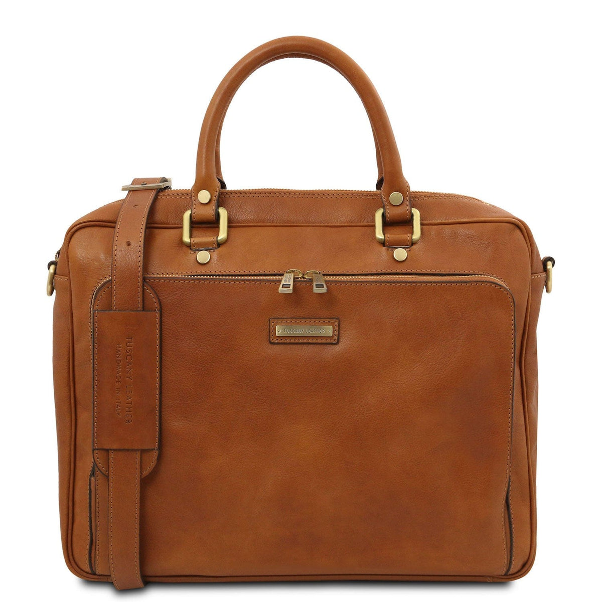 Leather laptop bags Naturel Pisa - Mat leather laptop briefcase with front pocket | TL142427 San Rocco Italia