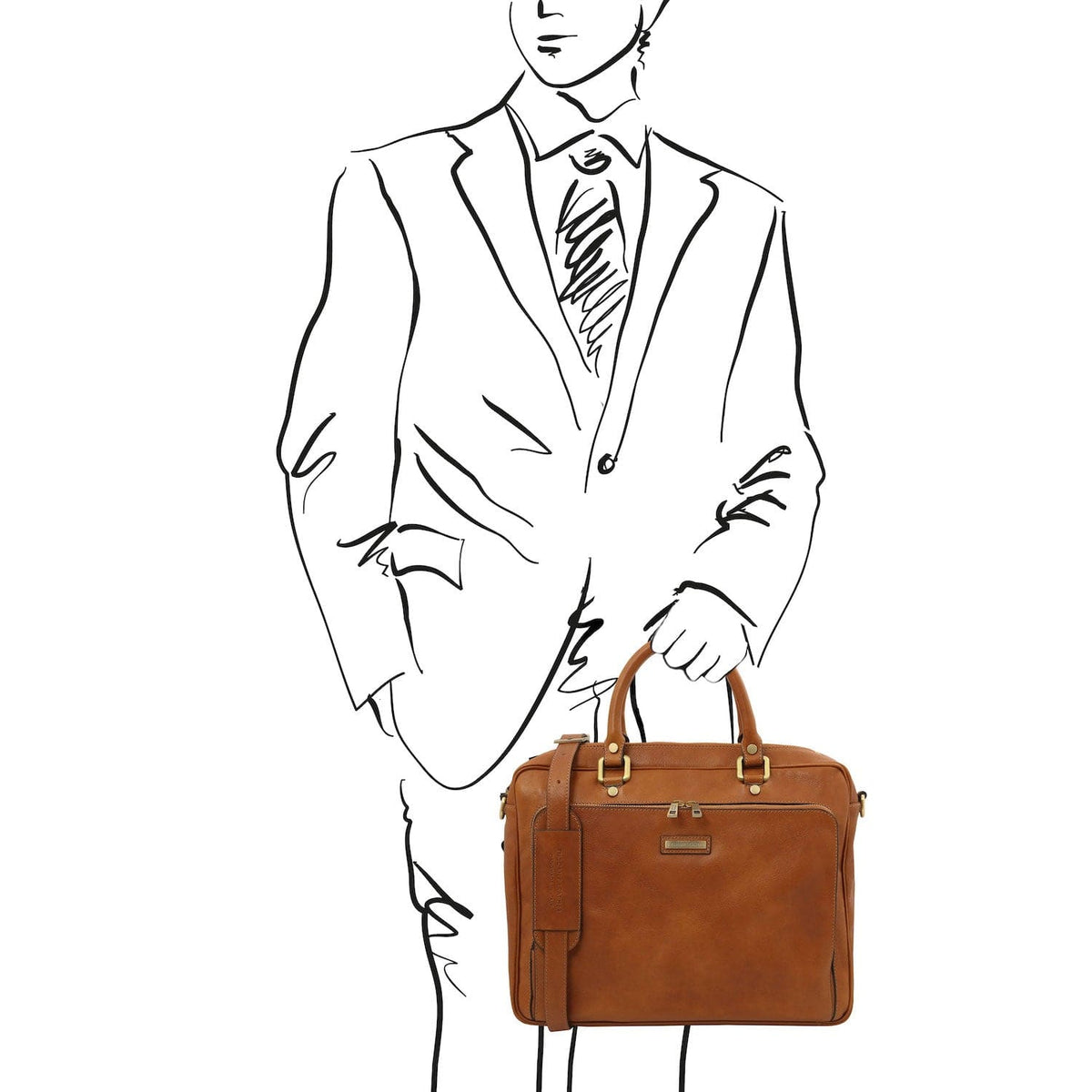 Leather laptop bags Pisa - Mat leather laptop briefcase with front pocket | TL142427 San Rocco Italia