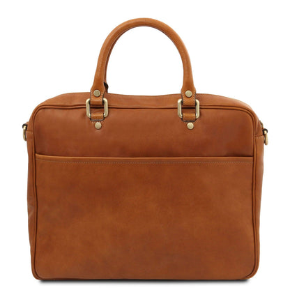 Leather laptop bags Pisa - Mat leather laptop briefcase with front pocket | TL142427 San Rocco Italia