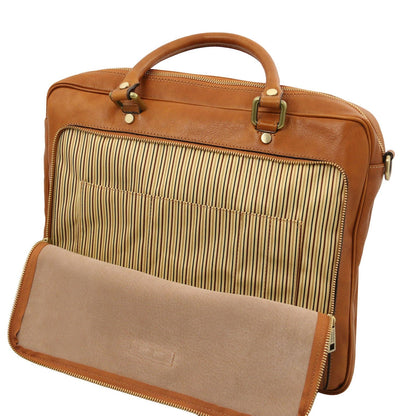 Leather laptop bags Pisa - Mat leather laptop briefcase with front pocket | TL142427 San Rocco Italia