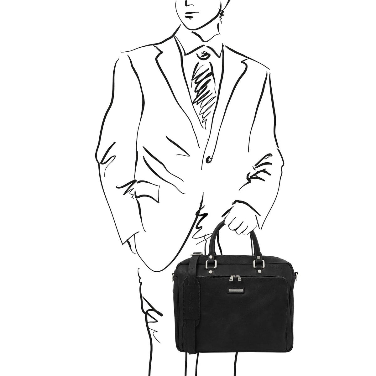 Leather laptop bags Pisa - Mat leather laptop briefcase with front pocket | TL142427 San Rocco Italia