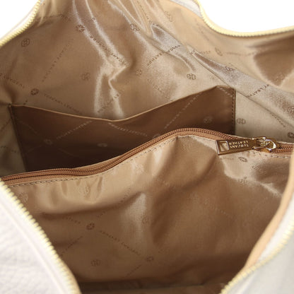 Cuero interior of Plenia Italian leather bolso shopper with a zipped pocket and forro con estampado de logo