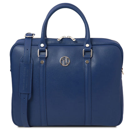 Leather laptop bags Azul oscuro Prato - Exclusive Saffiano leather laptop case | TL142453 San Rocco Italia