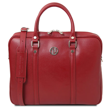 Leather laptop bags Rojo Prato - Exclusive Saffiano leather laptop case | TL142453 San Rocco Italia