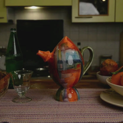 Pichet sicilien en céramique « Bummulo Malandrino » – Bleu avec citrons et fleurs d'oranger