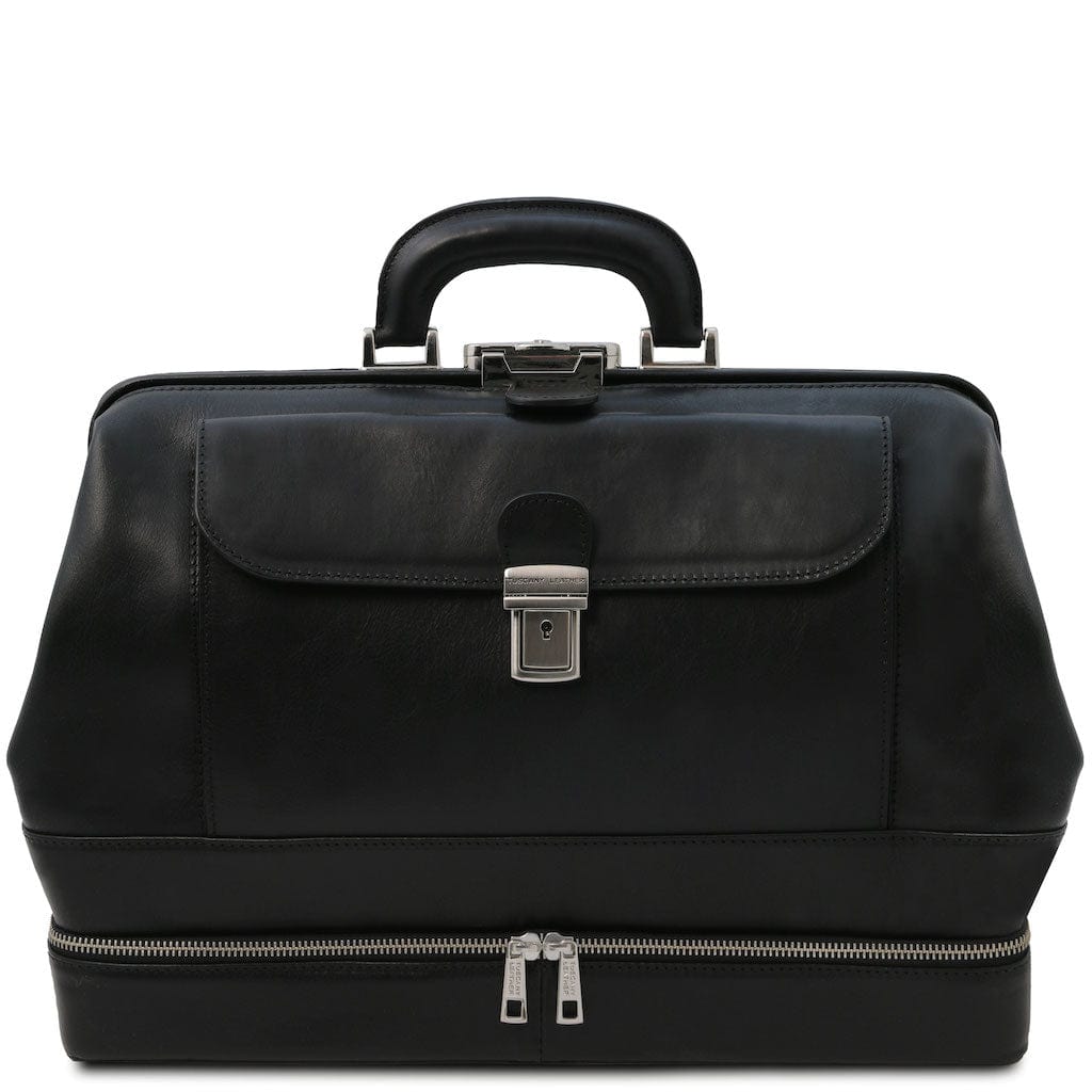 Doctor bags Black Giotto - Exclusive double-bottom leather doctor bag | TL142344 San Rocco Italia