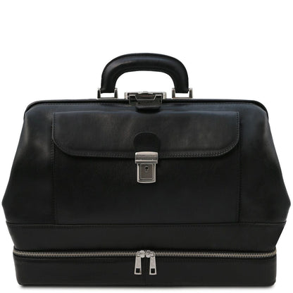 Doctor bags Black Giotto - Exclusive double-bottom leather doctor bag | TL142344 San Rocco Italia
