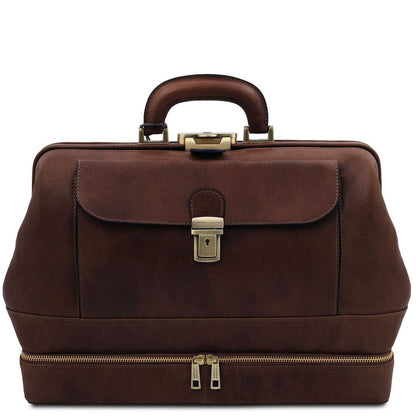 Doctor bags Dark Brown Giotto - Exclusive double-bottom leather doctor bag | TL142344 San Rocco Italia
