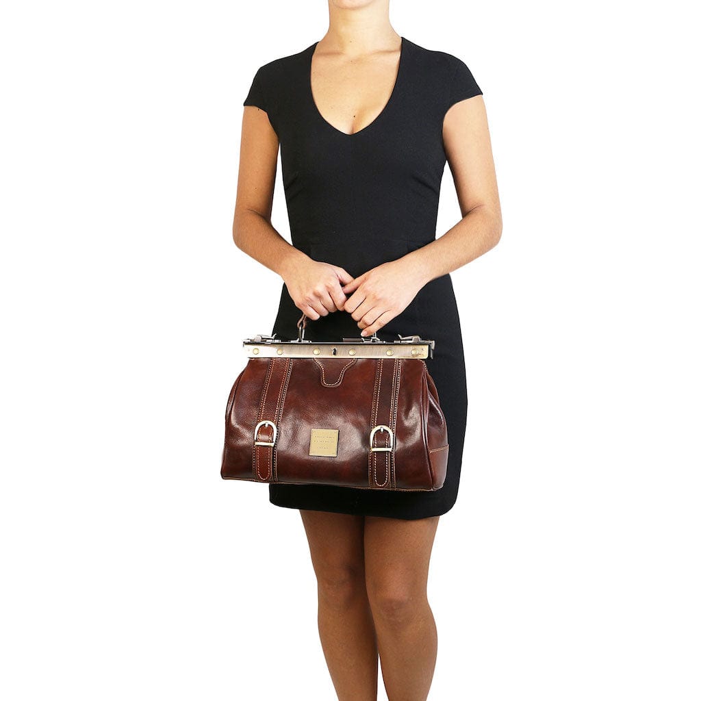 Borse da medico Monalisa - Borsa da medico Gladstone in pelle con cinghie frontali | TL10034 San Rocco Italia
