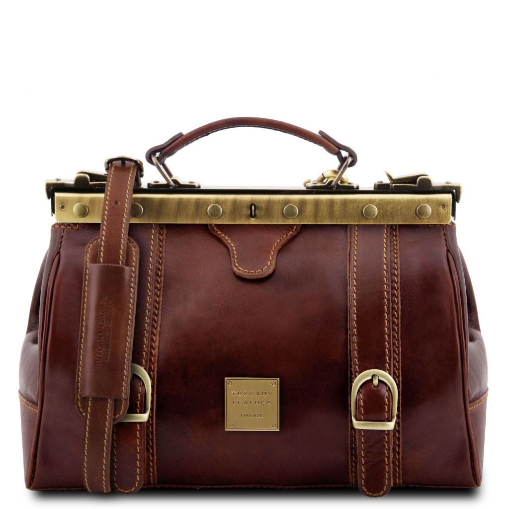Borse da medico Marrone Monalisa - Borsa da medico Gladstone in pelle con cinghie frontali | TL10034 San Rocco Italia