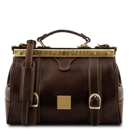 Borse da medico Marrone scuro Monalisa - Borsa da medico Gladstone in pelle con cinghie frontali | TL10034 San Rocco Italia