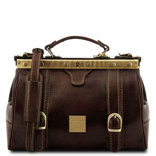 Doctor bags Dark Brown Monalisa - Doctor gladstone leather bag with front straps | TL10034 San Rocco Italia