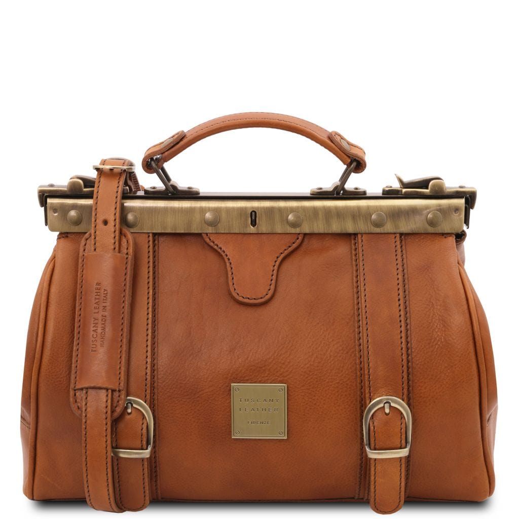 Borse da medico Naturale Monalisa - Borsa da medico Gladstone in pelle con cinghie frontali | TL10034 San Rocco Italia