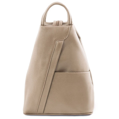 Zaini in pelle Taupe chiaro Shanghai - Zaino in pelle italiana martellata | TL141881 San Rocco Italia