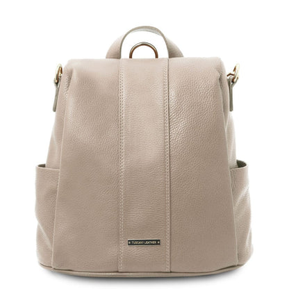 Lederrucksäcke Helltaupe TL Bag - Wandelbarer 2-in-1-Rucksack/Schultertasche aus weichem Leder | TL142138 San Rocco Italia