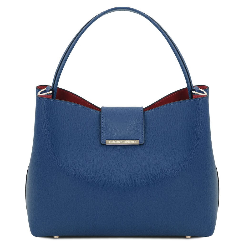Leather handbags Dark Blue Clio - Palmellato leather bucket bag | TL141690 San Rocco Italia