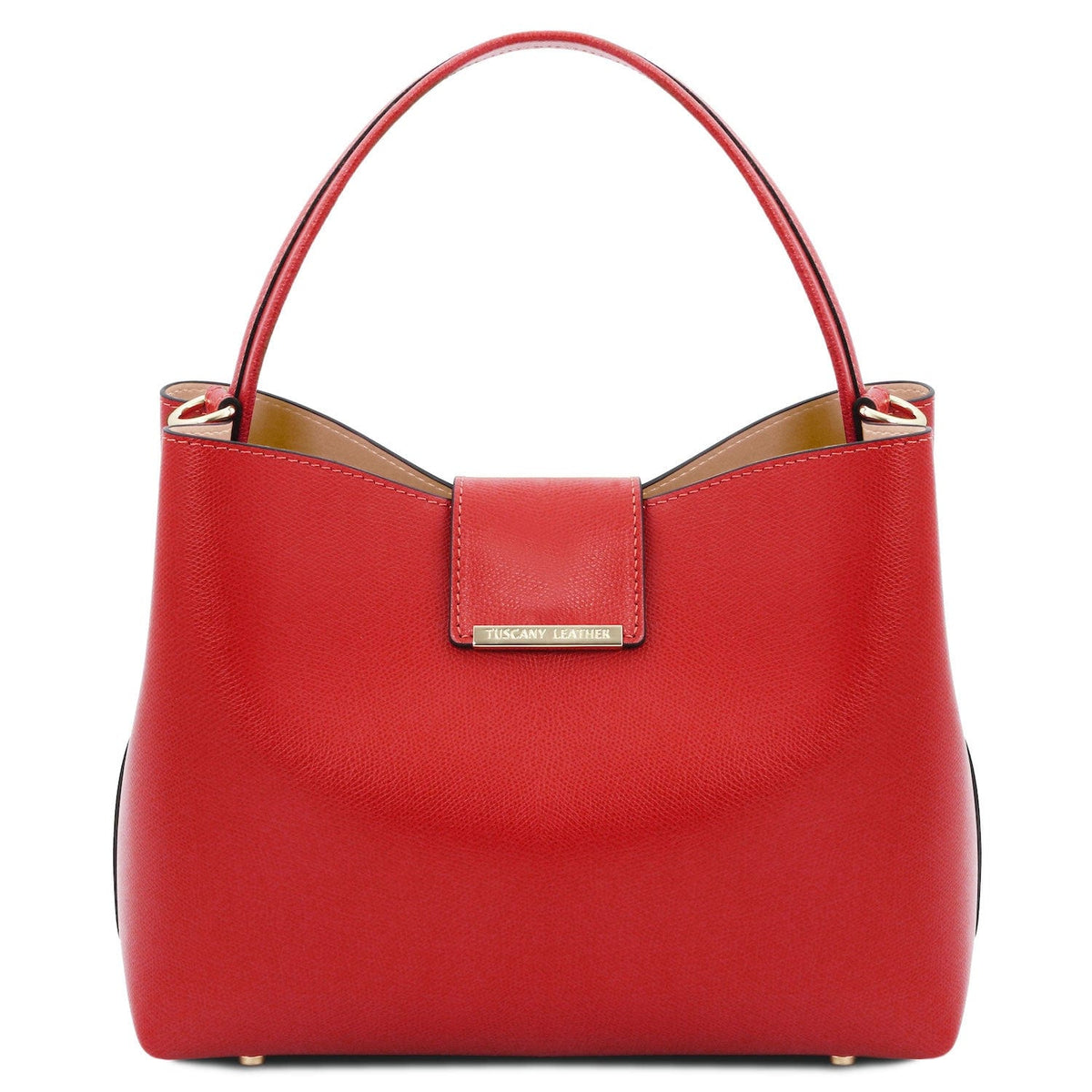 Leather handbags Lipstick Red Clio - Palmellato leather bucket bag | TL141690 San Rocco Italia