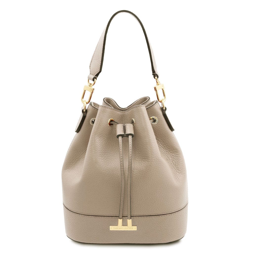 Leather handbags Light Taupe TL Bag - Leather bucket bag | TL142146 San Rocco Italia