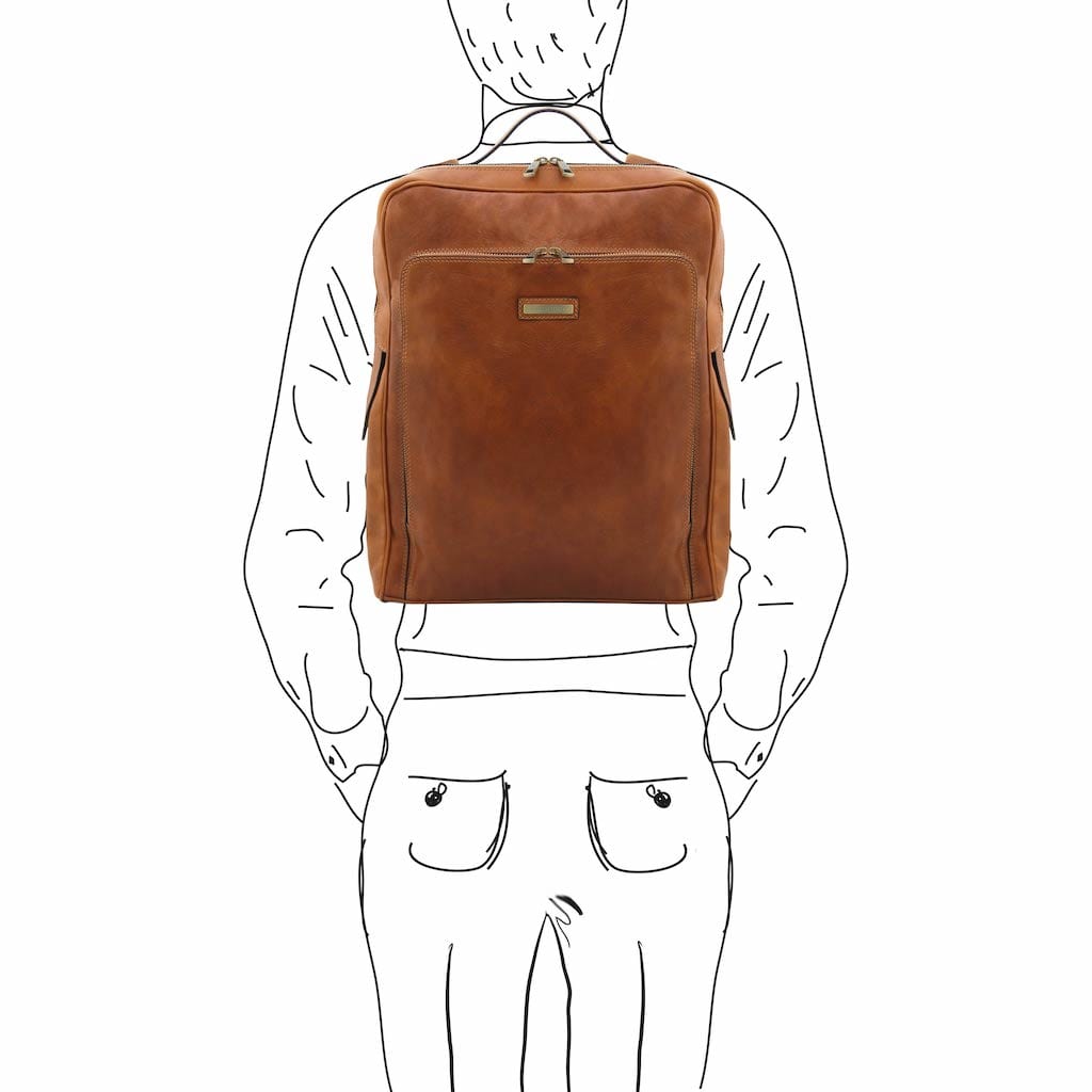 Leather laptop bags Bangkok - Matte leather laptop backpack - Large size | TL142336 San Rocco Italia