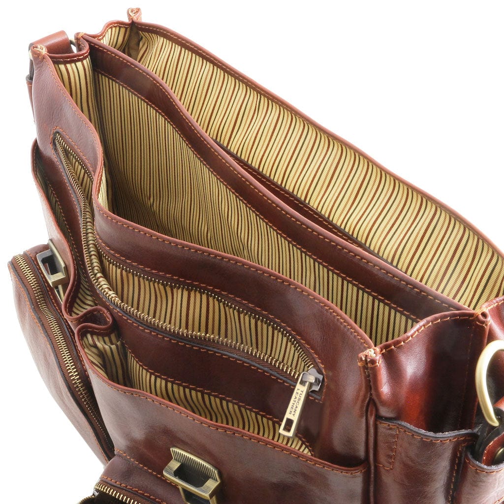Leather laptop bags Ventimiglia - Leather multi compartment TL SMART briefcase with front pockets | TL142069 San Rocco Italia