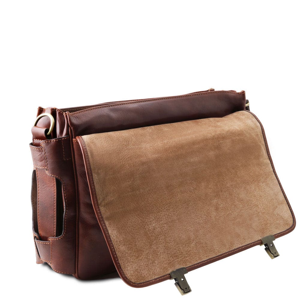 Leather laptop bags Ventimiglia - Leather multi compartment TL SMART briefcase with front pockets | TL142069 San Rocco Italia