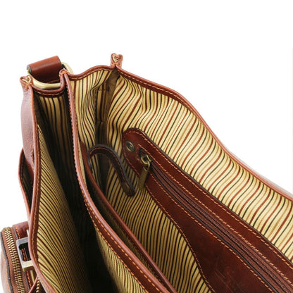Leather laptop bags Ventimiglia - Leather multi compartment TL SMART briefcase with front pockets | TL142069 San Rocco Italia