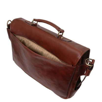 Leather laptop bags Ventimiglia - Leather multi compartment TL SMART briefcase with front pockets | TL142069 San Rocco Italia