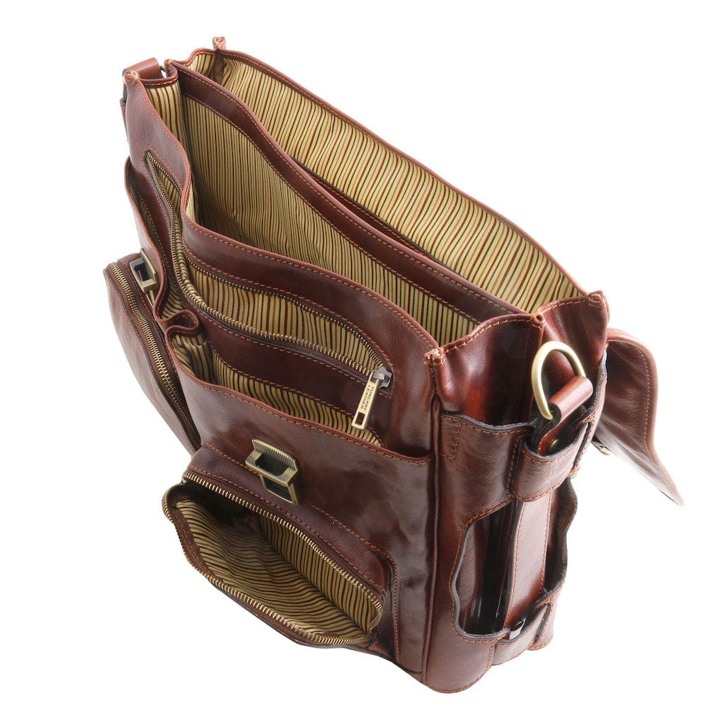 Leather laptop bags Ventimiglia - Leather multi compartment TL SMART briefcase with front pockets | TL142069 San Rocco Italia