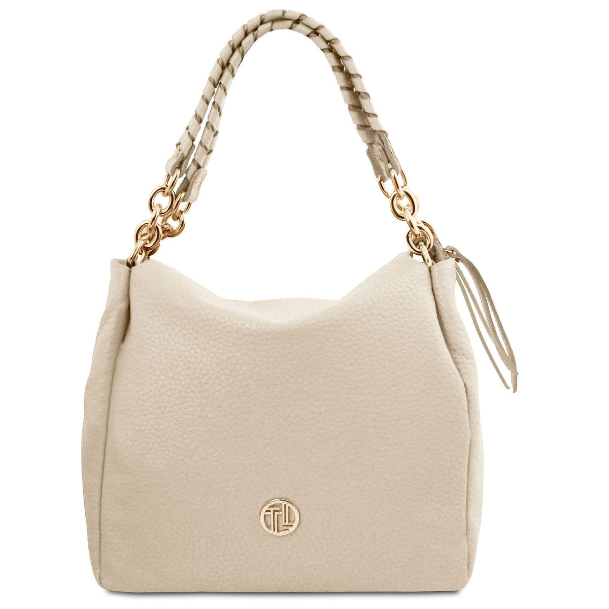 Leder-Schultertaschen Beige Amy - Soft Italian leather shopping bag | TL142385 San Rocco Italia