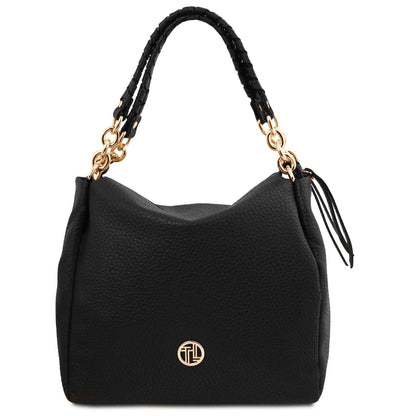 Leder-Schultertaschen Schwarz Amy - Soft Italian leather shopping bag | TL142385 San Rocco Italia
