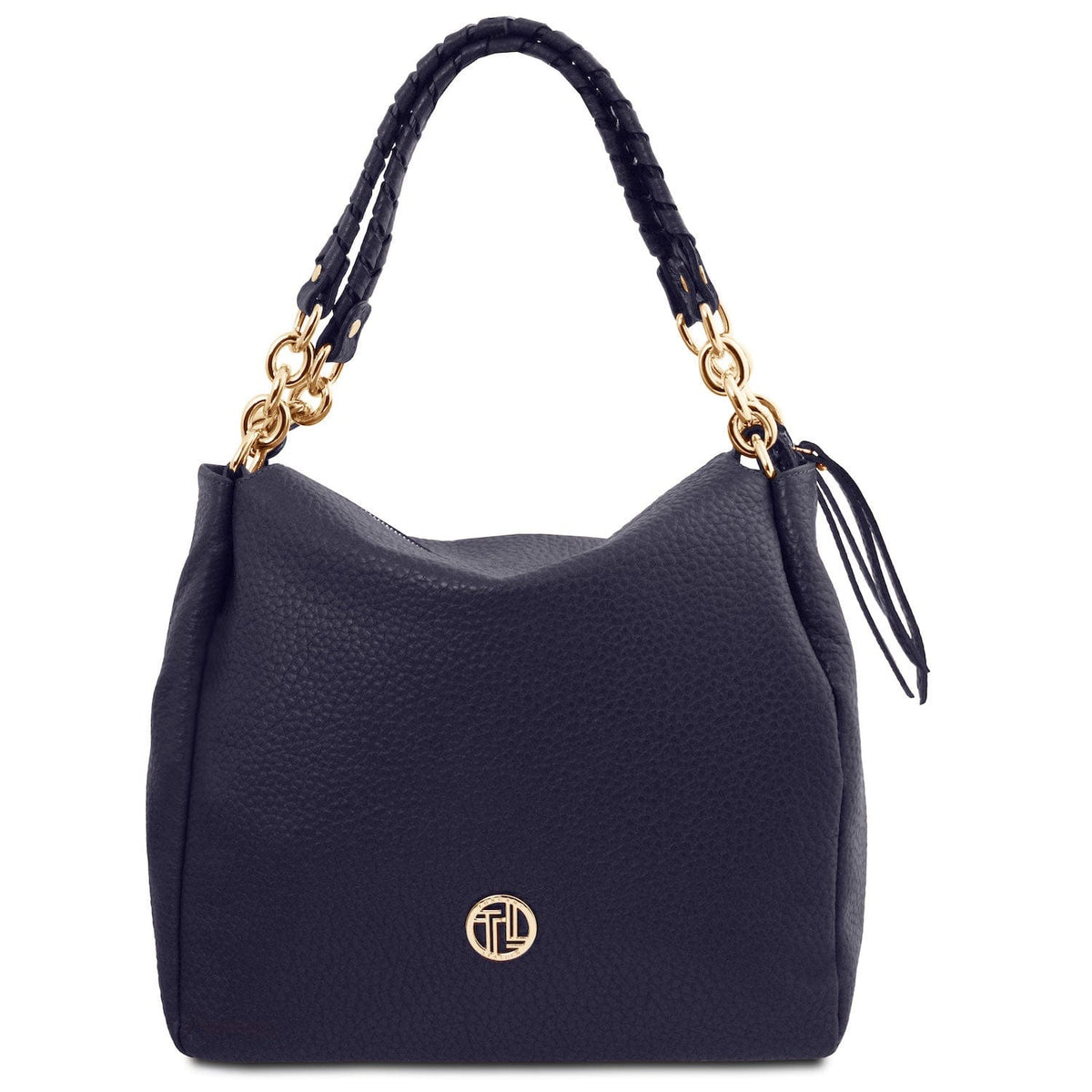 Leder-Schultertaschen Dunkelblau Amy - Soft Italian leather shopping bag | TL142385 San Rocco Italia