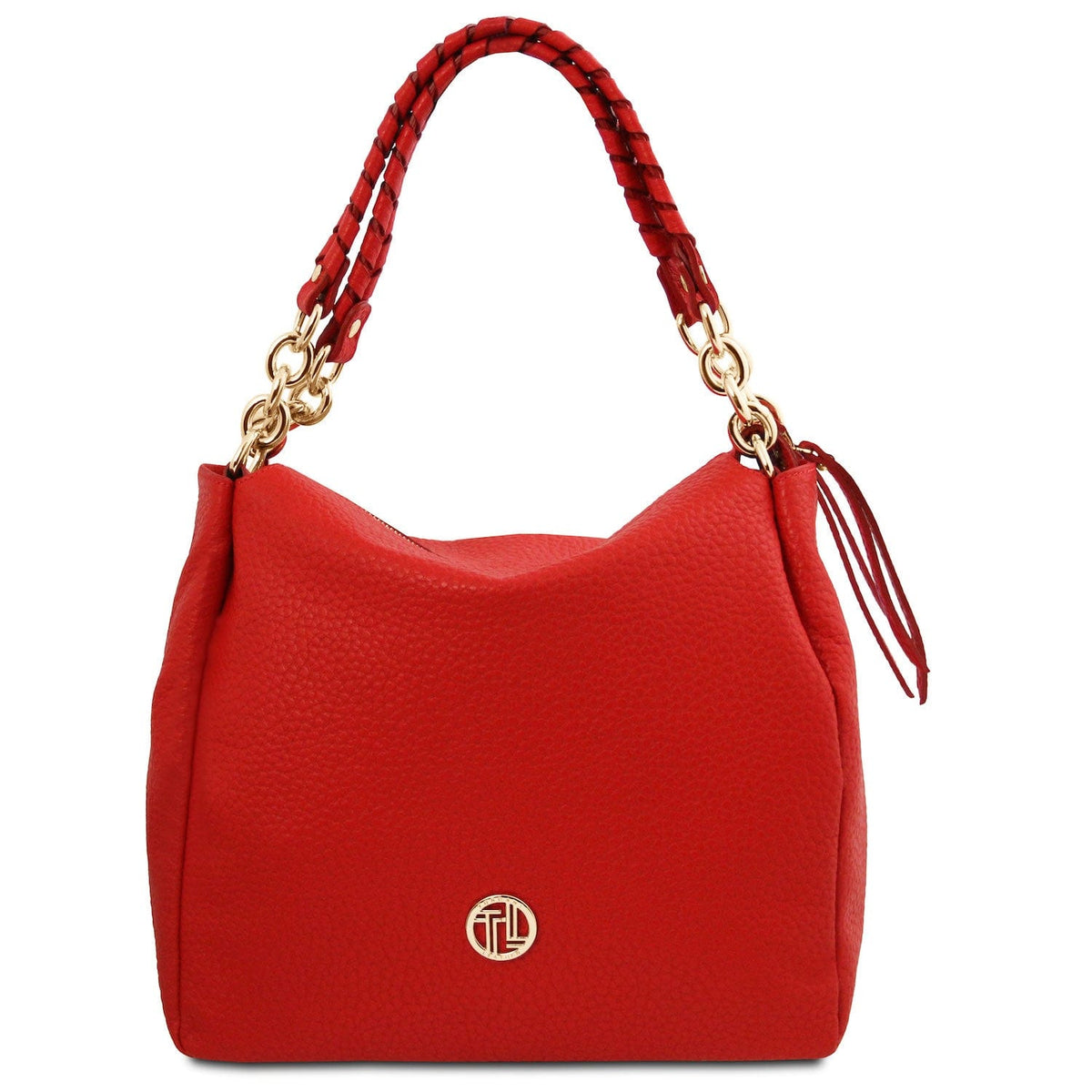 Leder-Schultertaschen Rot Amy - Soft Italian leather shopping bag | TL142385 San Rocco Italia
