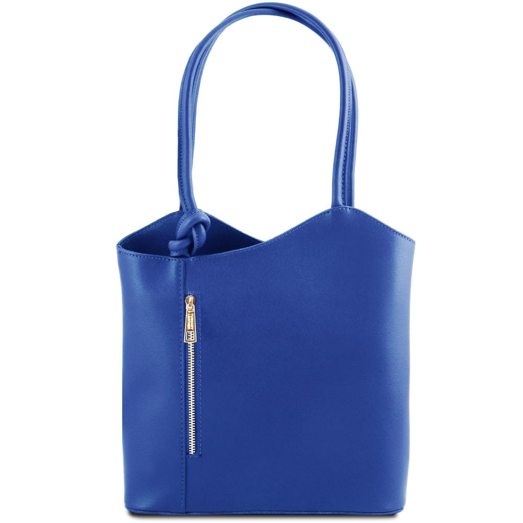 Leather shoulder bags Blue Patty - Saffiano leather convertible 2-in-1 backpack shoulder bag | TL141455 San Rocco Italia