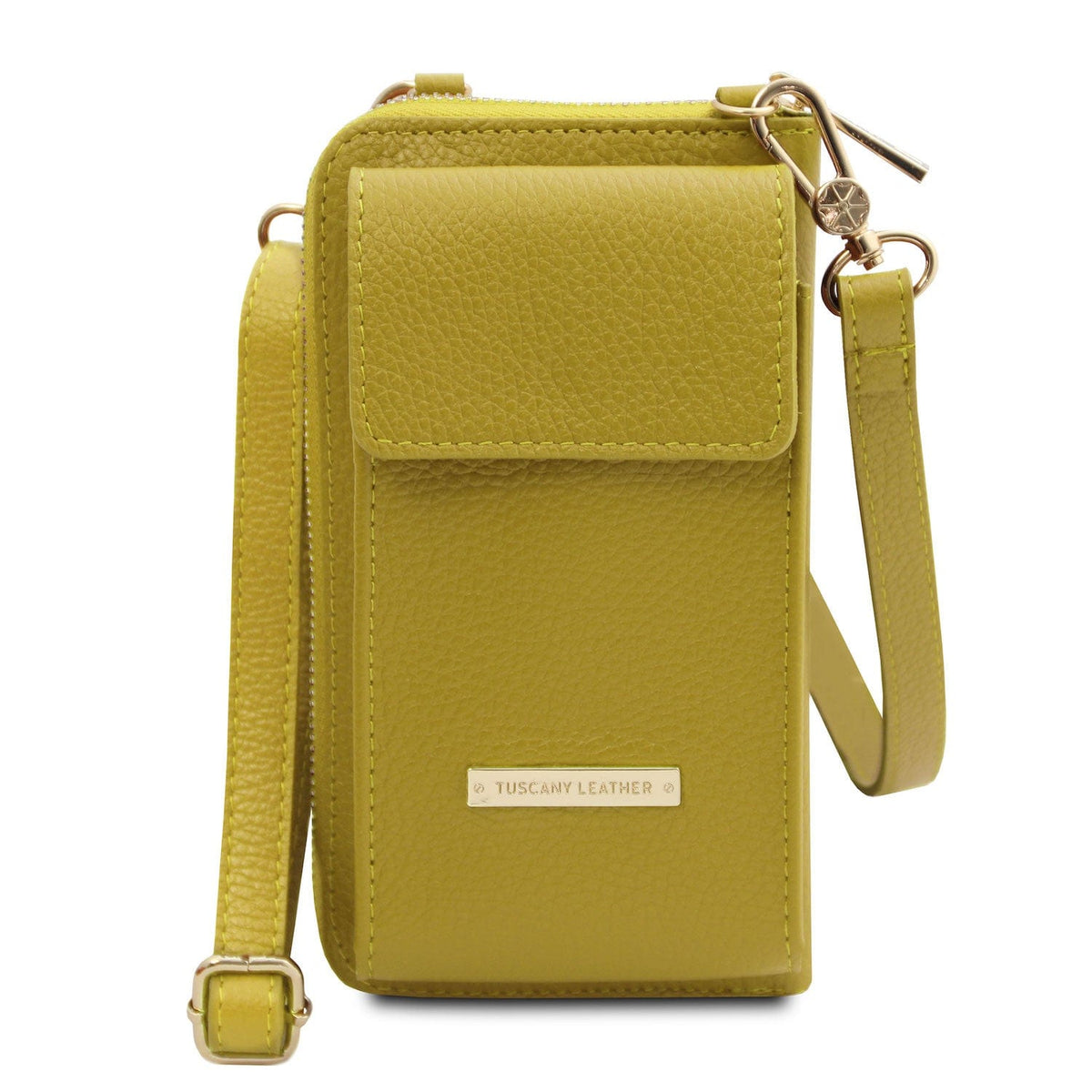 Leather shoulder bags Green TL Bag - Leather wallet with strap - phone wallet | TL142323 San Rocco Italia