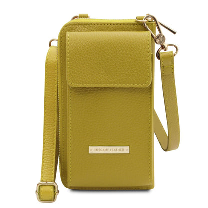 Leather shoulder bags Green TL Bag - Leather wallet with strap - phone wallet | TL142323 San Rocco Italia