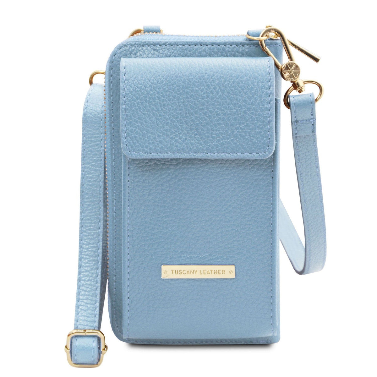Leather shoulder bags Light Blue TL Bag - Leather wallet with strap - phone wallet | TL142323 San Rocco Italia